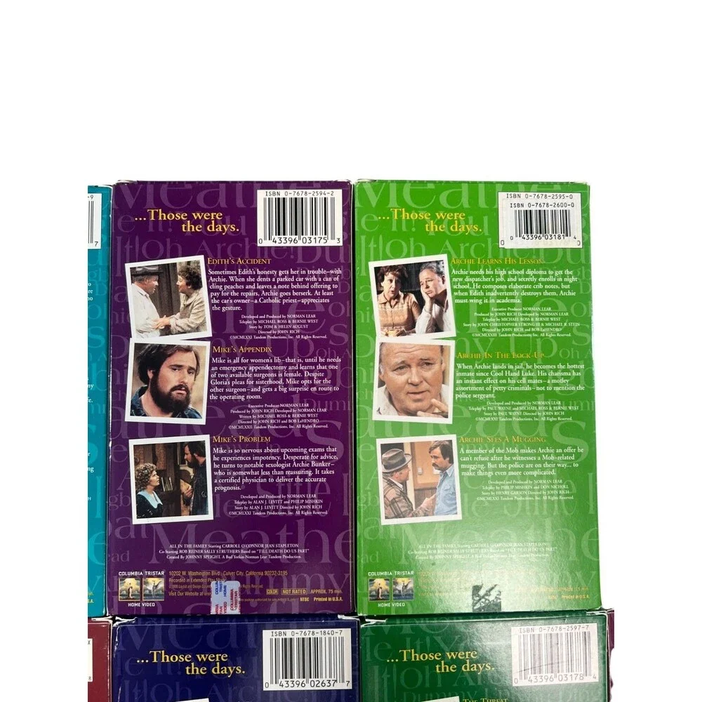 ALL IN THE FAMILY LOT of 9 VHS (25+ EPISODES) 70s TV Show Archie Bunker TESTED